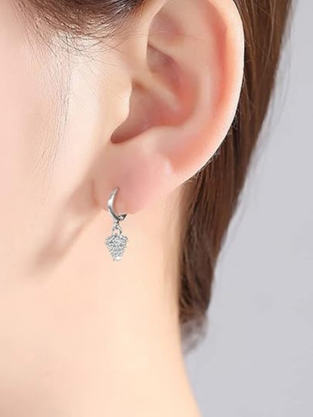 Silver Pinecone Dangle Hoop Earrings | Autumn Forest Huggie Hoops Jewelry